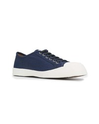 dunkelblaue Segeltuch niedrige Sneakers von Marni