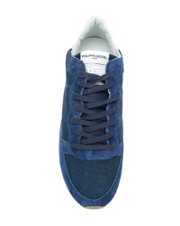 dunkelblaue Segeltuch niedrige Sneakers von Philippe Model