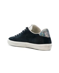 dunkelblaue Segeltuch niedrige Sneakers von Leather Crown