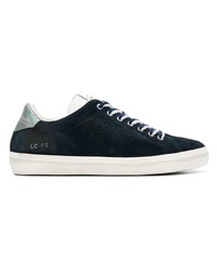 dunkelblaue Segeltuch niedrige Sneakers von Leather Crown