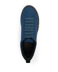 dunkelblaue Segeltuch niedrige Sneakers von Giorgio Armani