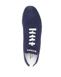 dunkelblaue Segeltuch niedrige Sneakers von Kiton
