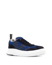 dunkelblaue Segeltuch niedrige Sneakers von Emporio Armani