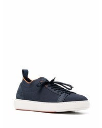 dunkelblaue Segeltuch niedrige Sneakers von Santoni