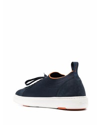 dunkelblaue Segeltuch niedrige Sneakers von Santoni