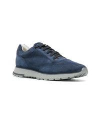 dunkelblaue Segeltuch niedrige Sneakers von Santoni