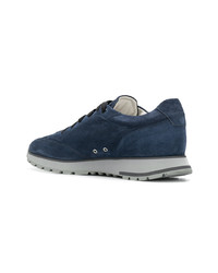 dunkelblaue Segeltuch niedrige Sneakers von Santoni