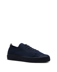 dunkelblaue Segeltuch niedrige Sneakers von Car Shoe