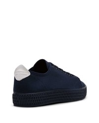 dunkelblaue Segeltuch niedrige Sneakers von Car Shoe