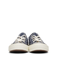 dunkelblaue Segeltuch niedrige Sneakers von Converse