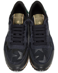 dunkelblaue Segeltuch niedrige Sneakers von Valentino