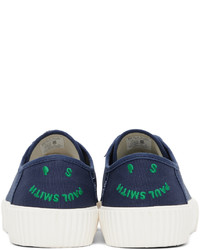 dunkelblaue Segeltuch niedrige Sneakers von Ps By Paul Smith