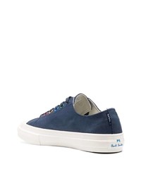 dunkelblaue Segeltuch niedrige Sneakers von PS Paul Smith