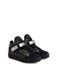dunkelblaue Segeltuch niedrige Sneakers von Giuseppe Zanotti
