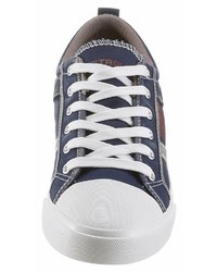 dunkelblaue Segeltuch niedrige Sneakers von PETROLIO