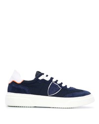 dunkelblaue Segeltuch niedrige Sneakers von Philippe Model Paris