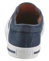 dunkelblaue Segeltuch niedrige Sneakers von Replay