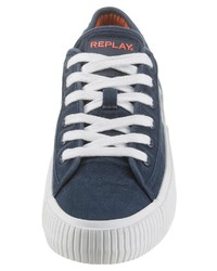 dunkelblaue Segeltuch niedrige Sneakers von Replay