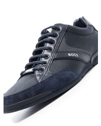 dunkelblaue Segeltuch niedrige Sneakers von BOSS