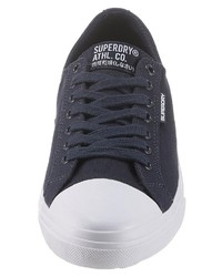 dunkelblaue Segeltuch niedrige Sneakers von Superdry