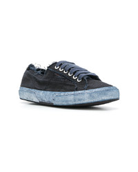 dunkelblaue Segeltuch niedrige Sneakers von Massimo Alba
