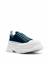 dunkelblaue Segeltuch niedrige Sneakers von Alexander McQueen