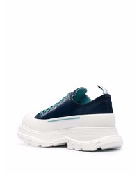 dunkelblaue Segeltuch niedrige Sneakers von Alexander McQueen