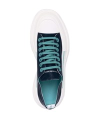 dunkelblaue Segeltuch niedrige Sneakers von Alexander McQueen