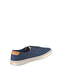 dunkelblaue Segeltuch niedrige Sneakers von Wrangler