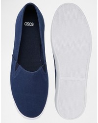 dunkelblaue Segeltuch Turnschuhe von Asos