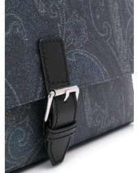 dunkelblaue Segeltuch Umhängetasche mit Paisley-Muster von Etro