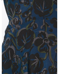 dunkelblaue Seide Bluse mit Blumenmuster von Kenzo