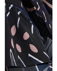 dunkelblaue Seide Bluse mit Rüschen von Markus Lupfer