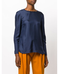 dunkelblaue Seide Bluse von Tory Burch