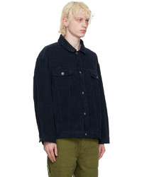 dunkelblaue Shirtjacke aus Cord von YMC