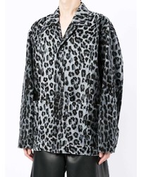 dunkelblaue Shirtjacke mit Leopardenmuster von Mastermind World