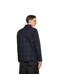 dunkelblaue Shirtjacke mit Schottenmuster von Moncler Genius