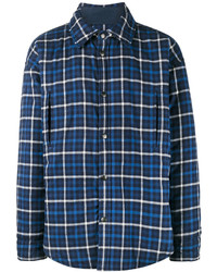 dunkelblaue Shirtjacke mit Schottenmuster von Balenciaga