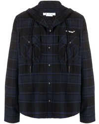 dunkelblaue Shirtjacke mit Schottenmuster von Off-White
