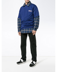 dunkelblaue Shirtjacke mit Schottenmuster von Balenciaga