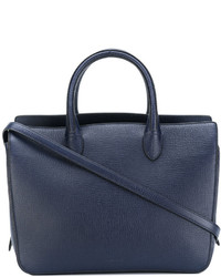 dunkelblaue Shopper Tasche aus Leder mit Reliefmuster von Jil Sander