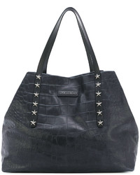 dunkelblaue Shopper Tasche aus Leder mit Reliefmuster von Jimmy Choo