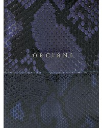 dunkelblaue Shopper Tasche aus Leder mit Schlangenmuster von Orciani