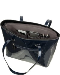 dunkelblaue Shopper Tasche aus Leder mit Schottenmuster von L.Credi