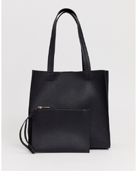 dunkelblaue Shopper Tasche aus Leder von ASOS DESIGN