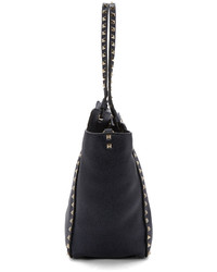 dunkelblaue Shopper Tasche aus Leder von Valentino