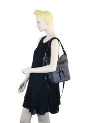 dunkelblaue Shopper Tasche aus Leder von COLLEZIONE ALESSANDRO