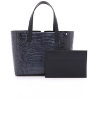 dunkelblaue Shopper Tasche aus Leder von Vince