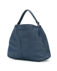 dunkelblaue Shopper Tasche aus Leder von Bottega Veneta
