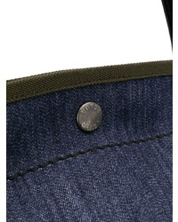 dunkelblaue Shopper Tasche aus Leder von Prada